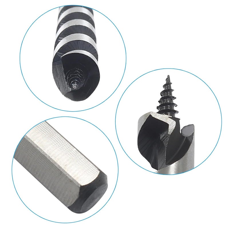 Hitefu 1/2" × 12" مثقاب سفينة مع عمود سداسي 3/8" للأخشاب الصلبة/الناعمة، البلاستيك، الجدران الجافة وجذوع الأشجار (12x300mm) - Image 5